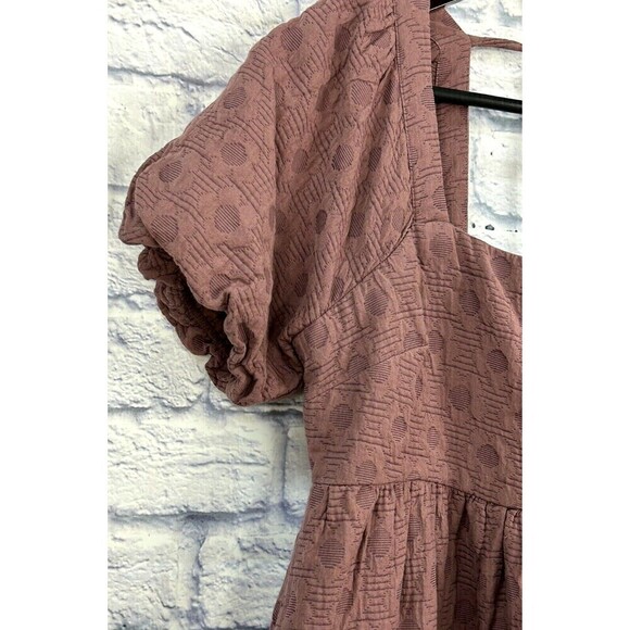 Madewell Floral Quilted Puff Sleeve Mini Dress Sz M Purple Flirty Hidden Zipper - Picture 10 of 12